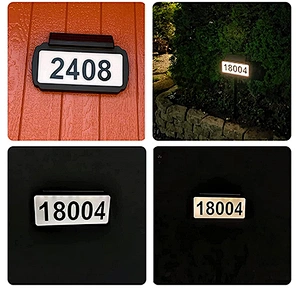 Solar House Numbers Address Sign, Tricolor & Brighter Address Plaque for Outside, 2 Installation Modes(Wall/Grassland) with Memory Function, Waterproof LED Lighted Signs for Yard Home Street