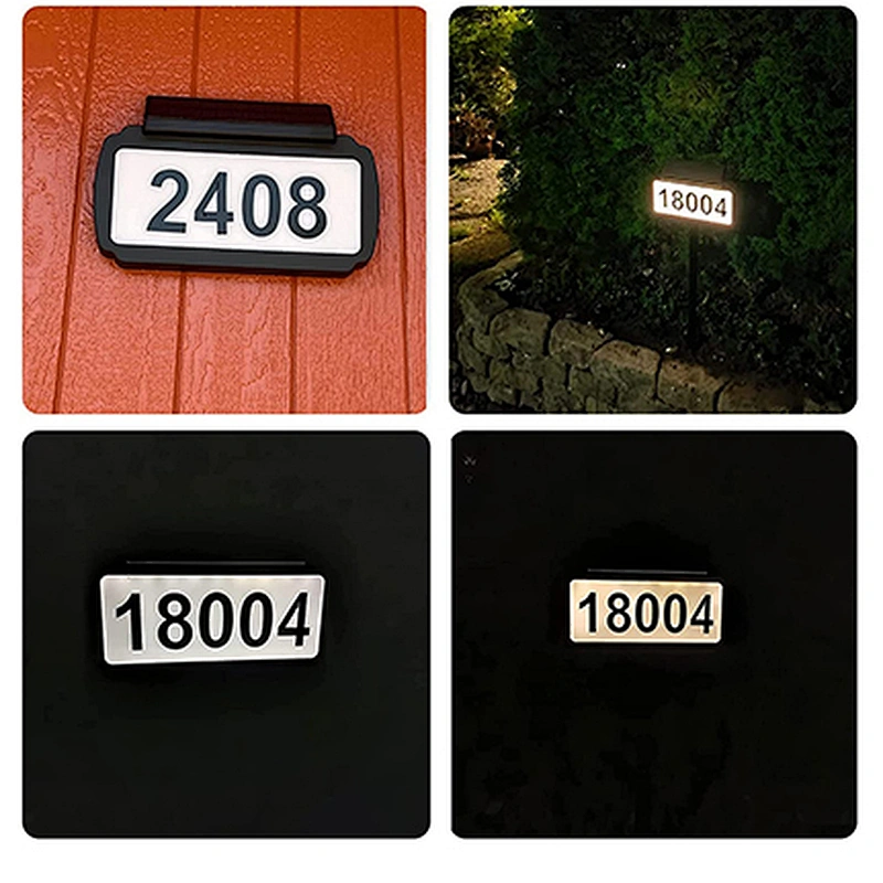 Solar House Numbers Address Sign, Tricolor & Brighter Address Plaque for Outside, 2 Installation Modes(Wall/Grassland) with Memory Function, Waterproof LED Lighted Signs for Yard Home Street