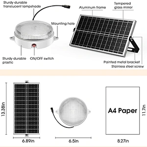 Sunbonar Solar Shed Lights Indoor Outdoor 3200K/4000K/6000K Daytime Available Solar Ceiling Light with Remote & Memory for outdoor and indoor lighting