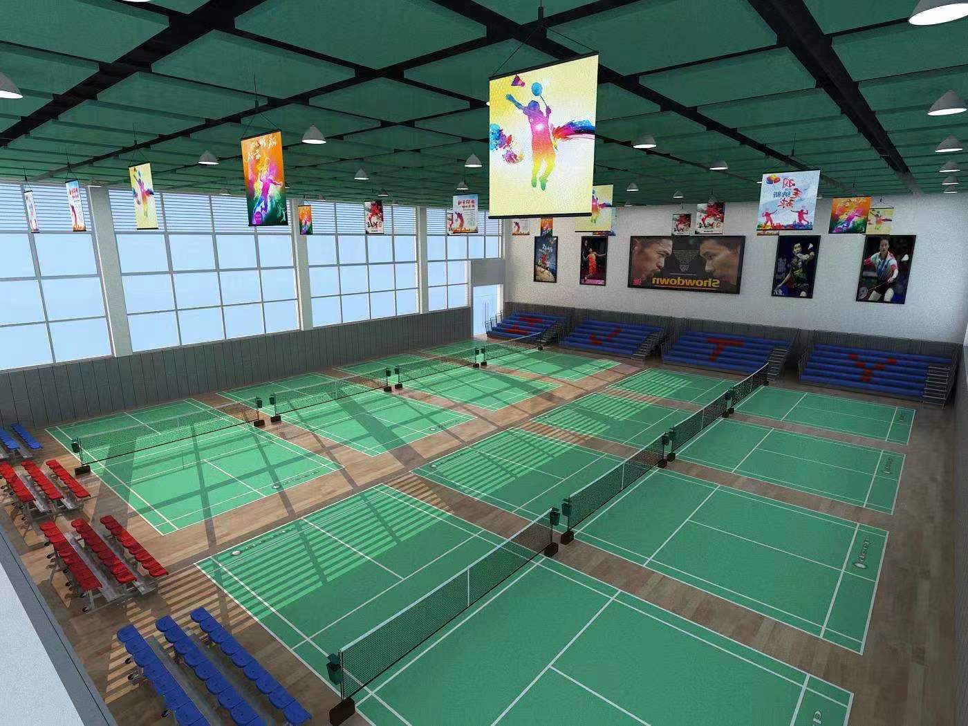 6mm Litchi Grain badminton court finished