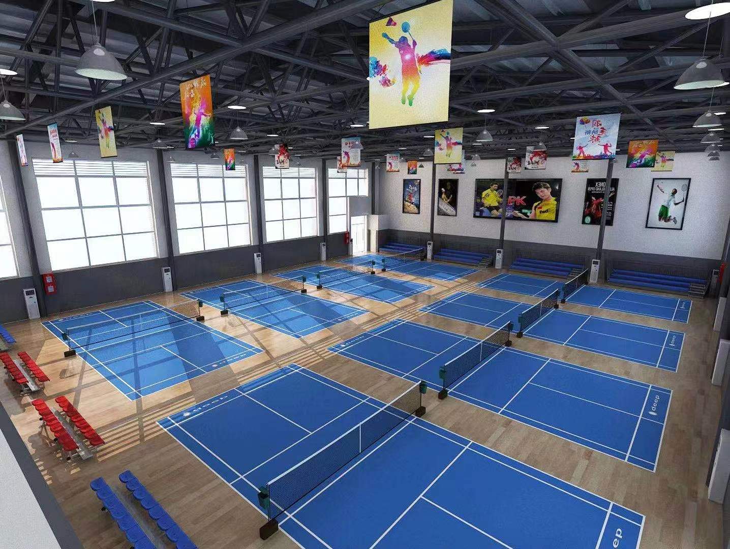 6mm Litchi Grain badminton court finished