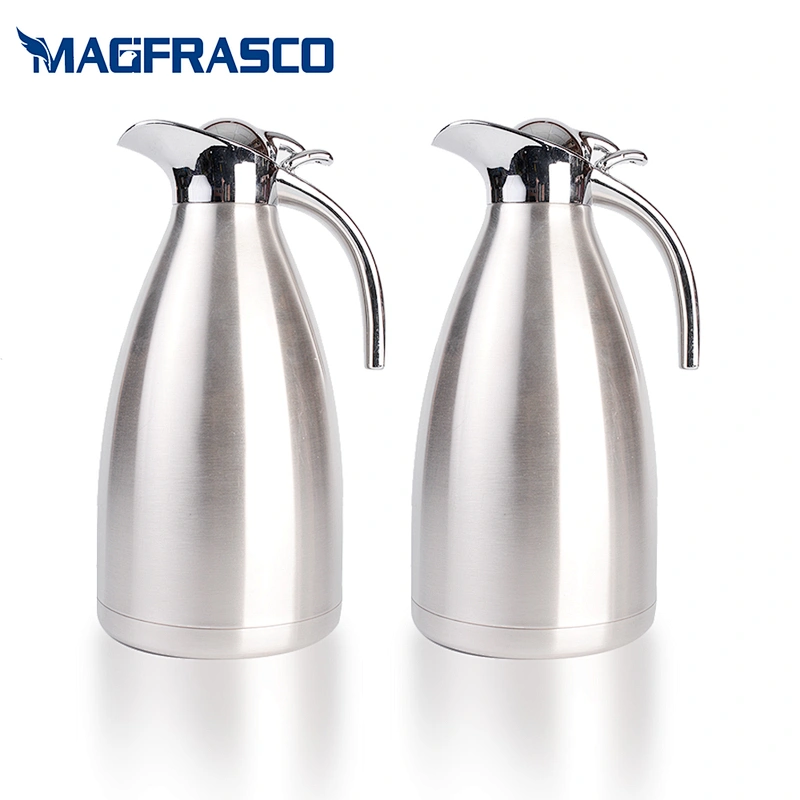 Wholesale PP Double Wall Stainless Steel  High End  Silver Office Thermos Serving Hotel Coffee Pot