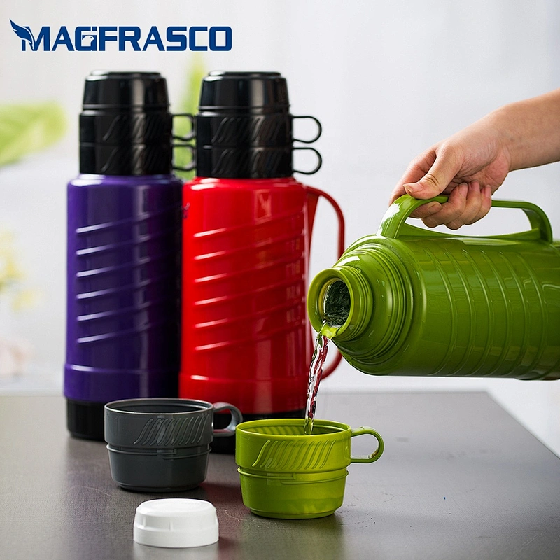 Factory 1L 1.8L Keep Hot 24H Insulated Blue Plastic Travel Thermos Vacuum Flask Outdoor
