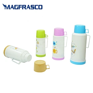 0.45L 0.6L 1L 1.8L  Glass Refill Plastic Body Travel Thermos Insutlated Vacuum Flask with Butterfly Design