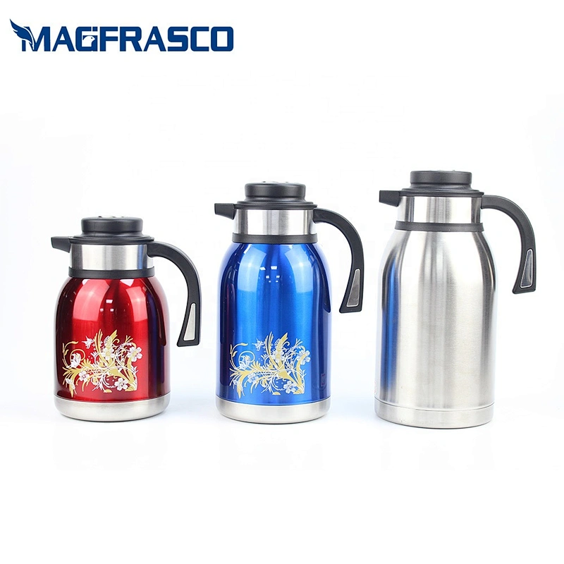Factory OEM 1.2L 1.5L 2L  Blue Classical Good Price Arabic Coffee Pot Double Wall Stainless Steel