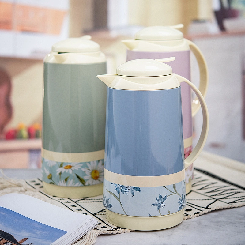 1L 1.3L 1.6L 1.9L Iron Body Flowering Insulated Thermos Glass Refill Customized Vacuum Flasks with Handgrip
