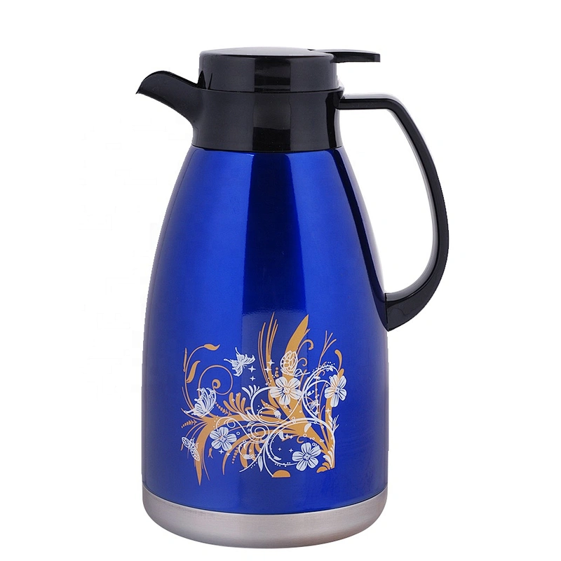 2020 hot selling 2L silver blue vacuum insulation coffee pot stainless steel double wall