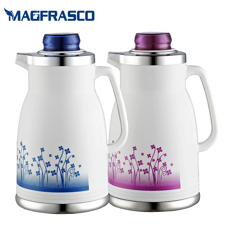 China Top Factory Day Days Walmart Pink Coffee Pot Plastic Thermos Vacuum Flasks With Glass Inner