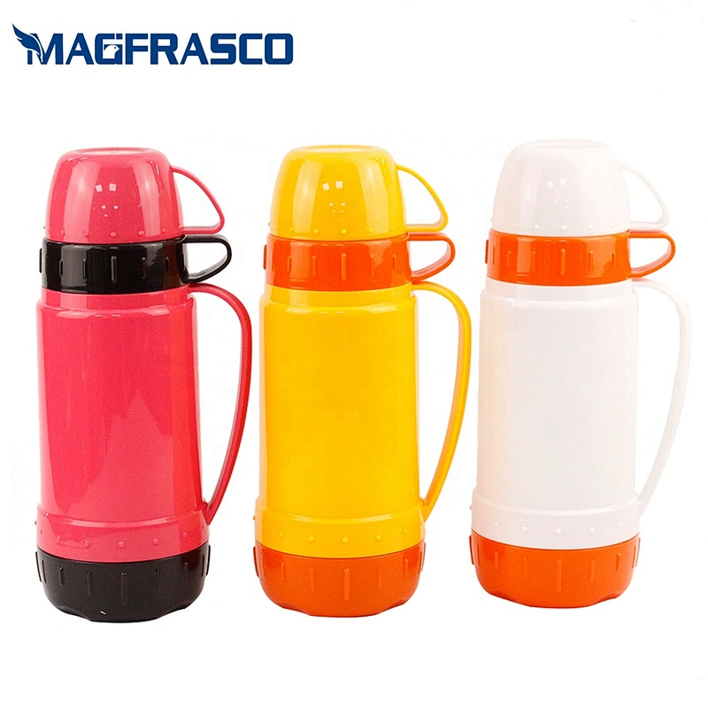 China Factory African Two Cups Plastic Coffee Thermos Vacuum Flask Travel Pot with Glass Inner