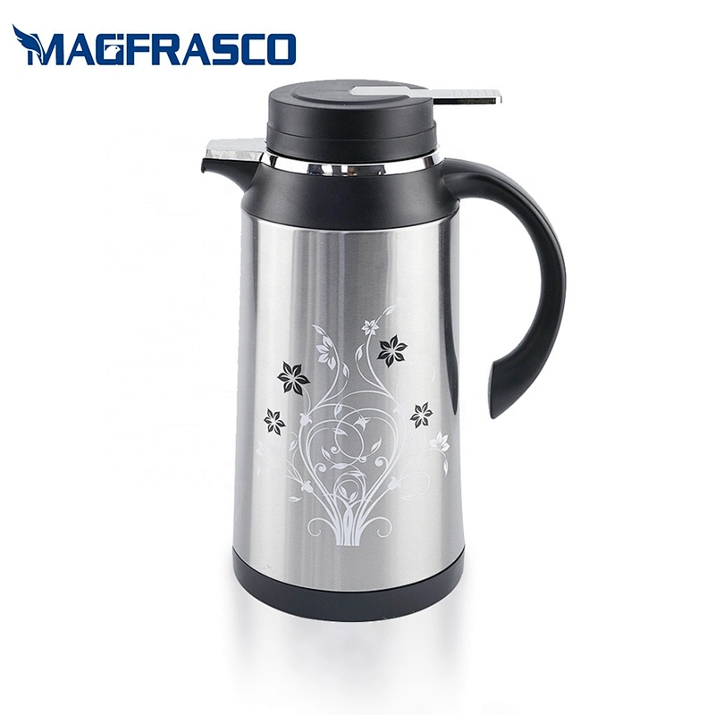 Custom Logo Print Glass Refill Tea Water Thermos Stainless Steel Coffee Pot Factory with Flower