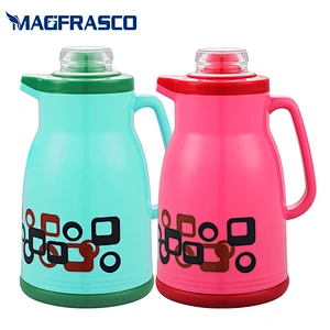 China Top Factory Day Days Walmart Pink Coffee Pot Plastic Thermos Vacuum Flasks With Glass Inner