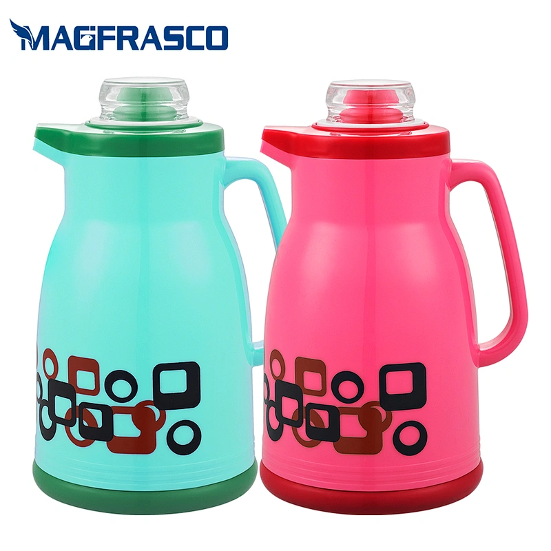 China Top Factory Day Days Walmart Pink Coffee Pot Plastic Thermos Vacuum Flasks With Glass Inner
