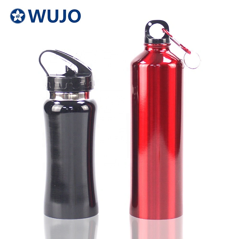 WUJO single wall stainless steel silver custom water bottles sport