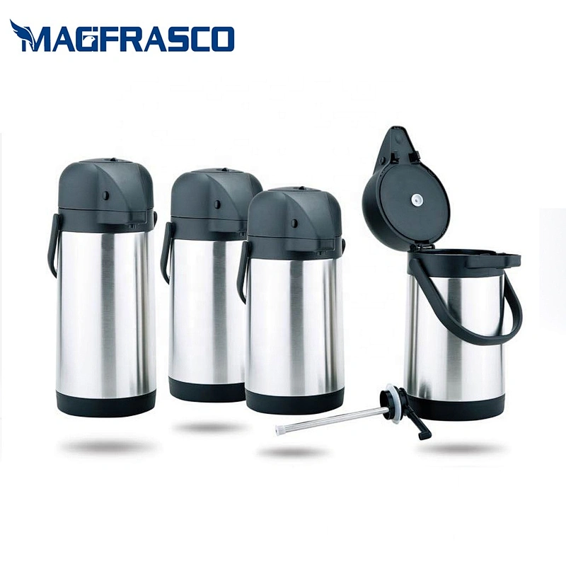 Large Capacity 304 201 Insulated Keep Warm Cold Coffee Thermos Pump Termos Double Wall Stainless Steel AirPot