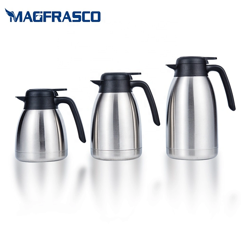 Factory Double Wall Stainless Steel Silver Hotel  Pour Over Dallah Thermal Vacuum Tea Coffee Pot Arabic