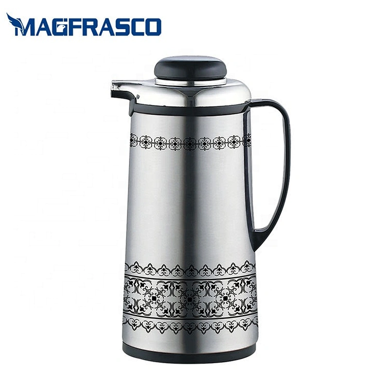 Dubai Saudi Arabic Press Button Silver Glass Refill Insulation Stainless Steel Thermos Coffee Pot