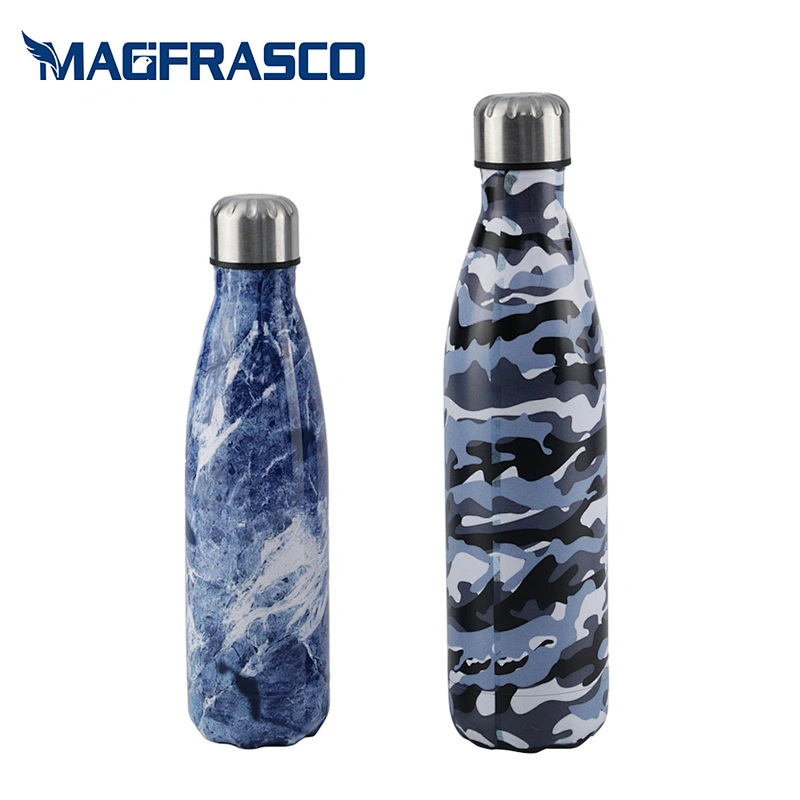 OEM Custom Logo Printing Cola Shaped Vacuum Double Wall  Stainless Steel Water Bottle Factory