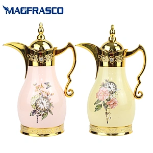Factory  OEM Customized Printing Dallah Vacuum Tea Thermos Copper Coffee Pot with Glass Refill