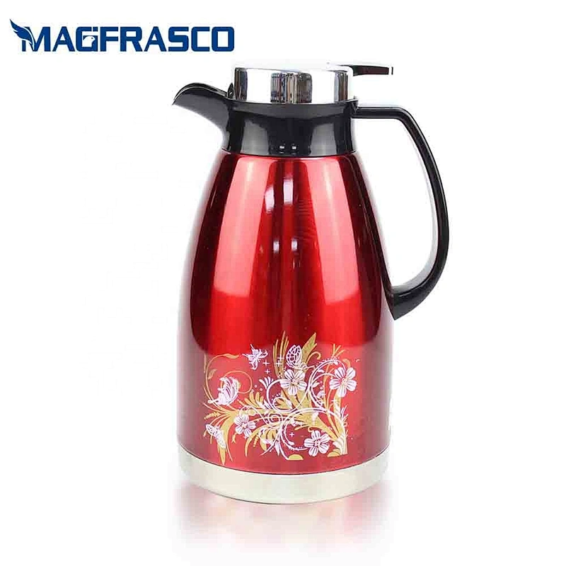 2L Home Restaurant Red Thermos Insulated Vacuum Arabic Double Wall Stainless Steel Coffee Pot Manufacturer