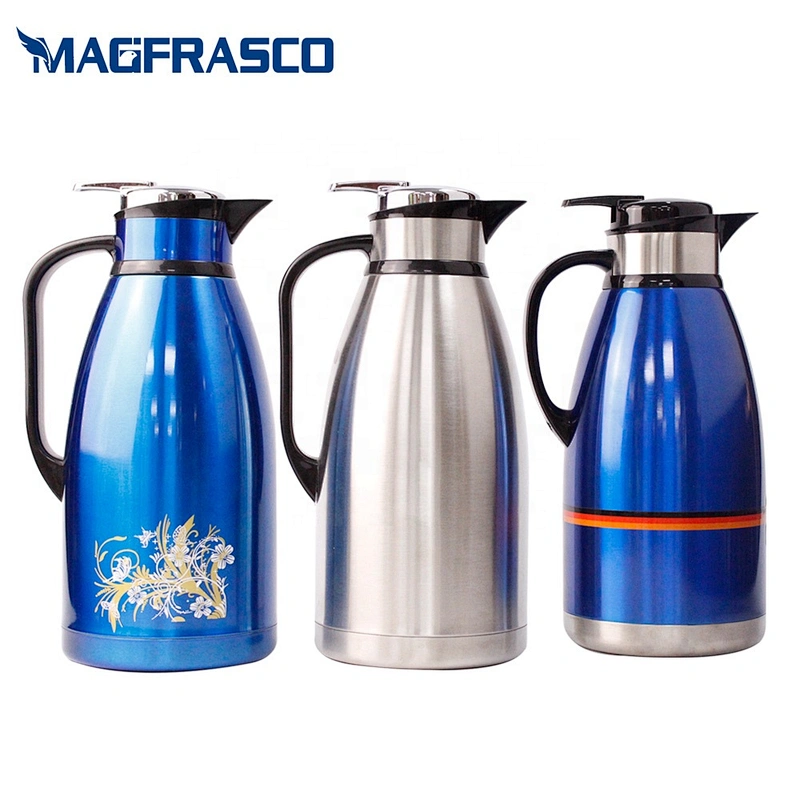 Factory OEM Free Design 2L 3L Blue Classical Good Price Arabic Coffee Pot Double Wall Stainless Steel