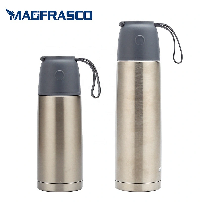Factory 350ml 500ml  Eco Friendly Vacuum Insulated Stainless Steel Water Bottle with Silicon Rubber