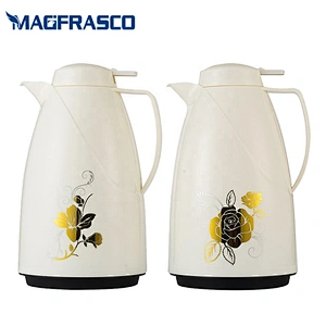 Top Factory Percolate Pink Glass Refill Plastic Pakistan Afghanistan Dallah Arabic Coffee Pot with Gold Decal