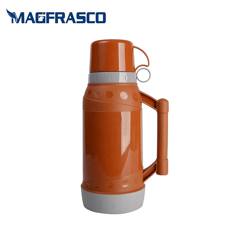 China manufacturer  1L 1.8L glass lined vacuum insulated hot cold thermos flask with two cup