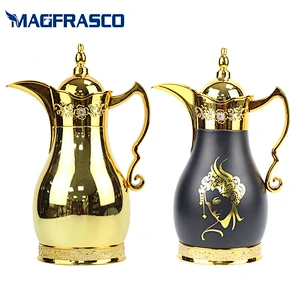 Factory  OEM Customized Printing Dallah Vacuum Tea Thermos Copper Coffee Pot with Glass Refill