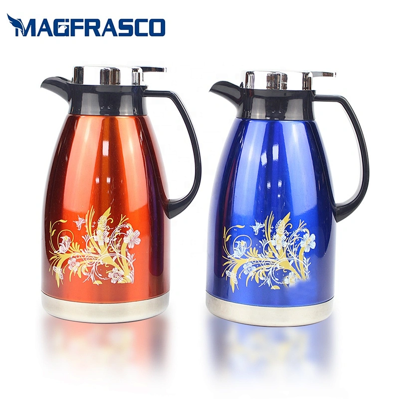 2L Home Restaurant Red Thermos Insulated Vacuum Arabic Double Wall Stainless Steel Coffee Pot Manufacturer