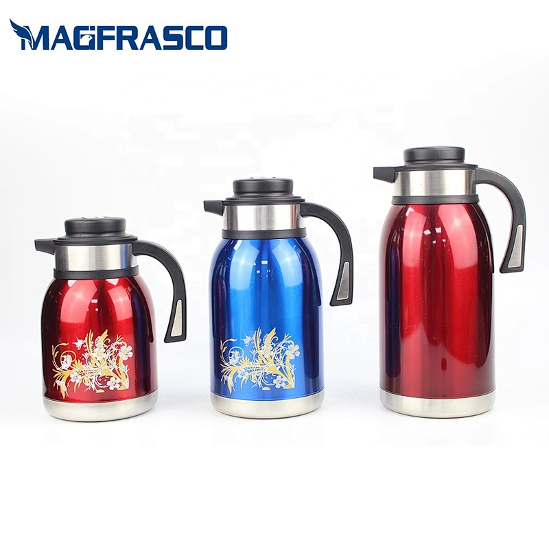 Factory OEM 1.2L 1.5L 2L  Blue Classical Good Price Arabic Coffee Pot Double Wall Stainless Steel