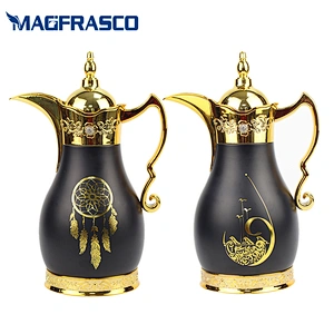 Factory  OEM Customized Printing Dallah Vacuum Tea Thermos Copper Coffee Pot with Glass Refill