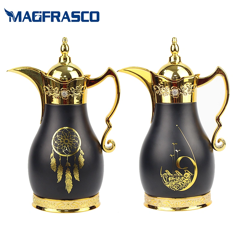 Factory  OEM Customized Printing Dallah Vacuum Tea Thermos Copper Coffee Pot with Glass Refill