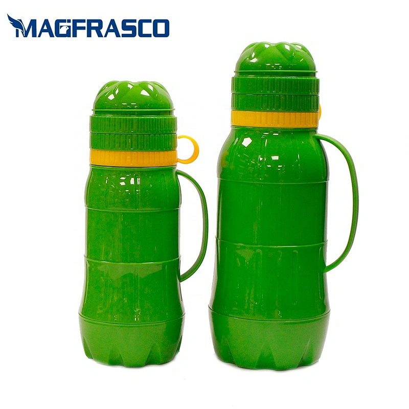 1L 1.8L Custom Orange Glass Inner Plastic Travel Coffee Tea Water Thermos Vacuum Flask