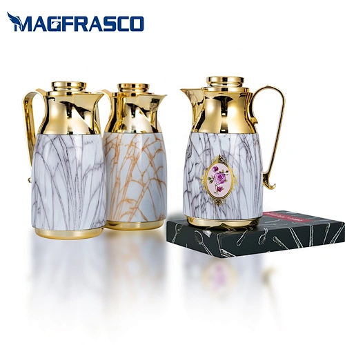 0.7L 1L High Quality Color Pattern Arab Saudi Yemen Coffee  Tea Thermos Vacuum Flask with Glass Liner