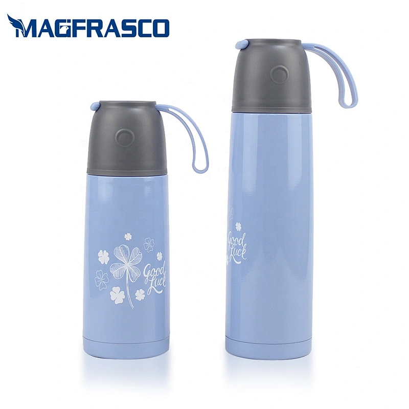 Factory 350ml 500ml  Eco Friendly Vacuum Insulated Stainless Steel Water Bottle with Silicon Rubber