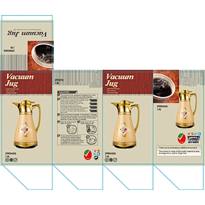 1L Factory High End Glass Refill  Vacuum Thermos Tea Arabic Coffee Pot with Custom Printing Design