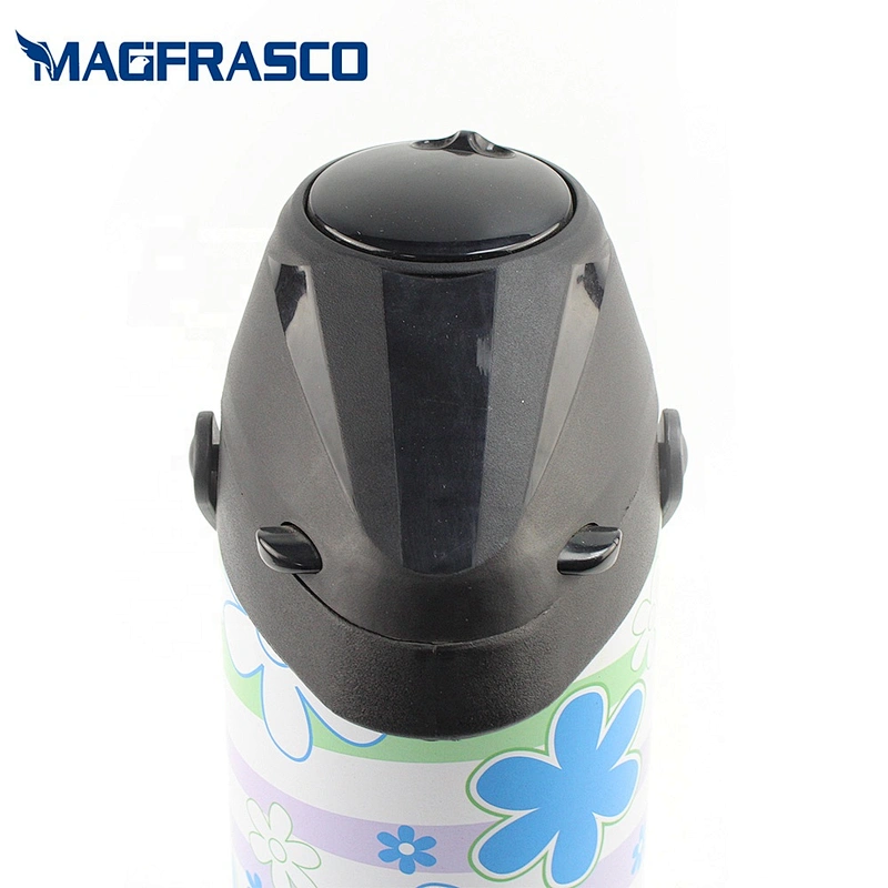 Factory 1.9L Capacity Beautiful Decoration SS Straw Pump Iron Meta Coffeel Airpot with Glass Liner Inner