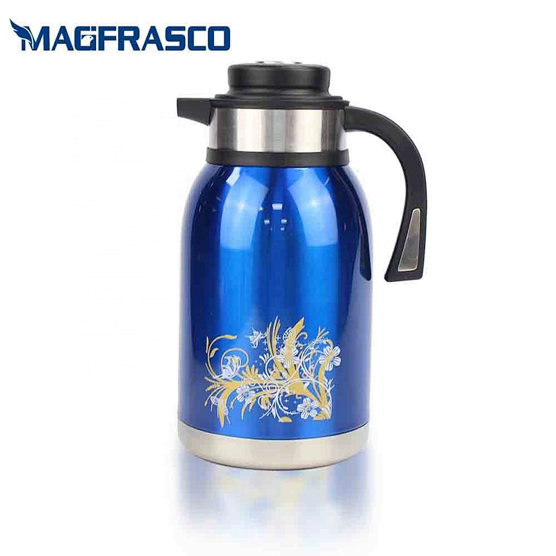 Factory OEM 1.2L 1.5L 2L  Blue Classical Good Price Arabic Coffee Pot Double Wall Stainless Steel