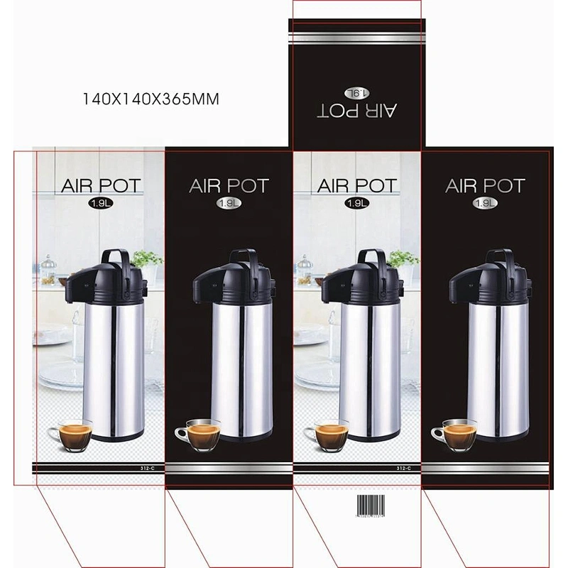 Manufacturer Red Pump Dispenser Insulated Thermal Coffee Thermos Stainless Steel Airpot  with Glass Liner