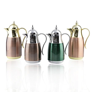Custom Printing Home Gold Plated Vacuum Insulated Pink Saudi Arabian Arabic Coffee Pot Dallah