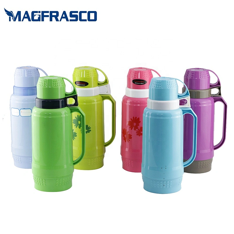 China custom wholesale termos thermal insulation glass liner teapot patterned plastic vacuum flask with butterfly design
