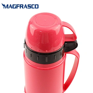 China Factory African Two Cups Plastic Coffee Thermos Vacuum Flask Travel Pot with Glass Inner