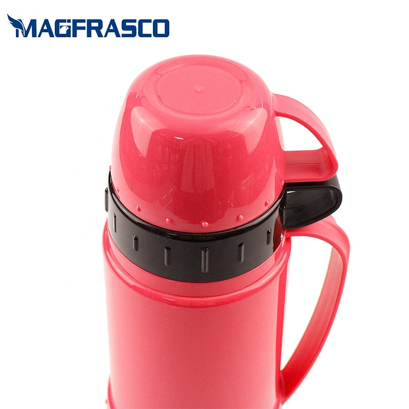 China Factory African Two Cups Plastic Coffee Thermos Vacuum Flask Travel Pot with Glass Inner