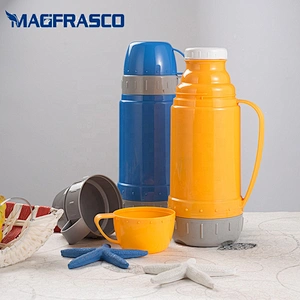 China custom wholesale termos thermal insulation glass liner teapot patterned plastic vacuum flask with butterfly design