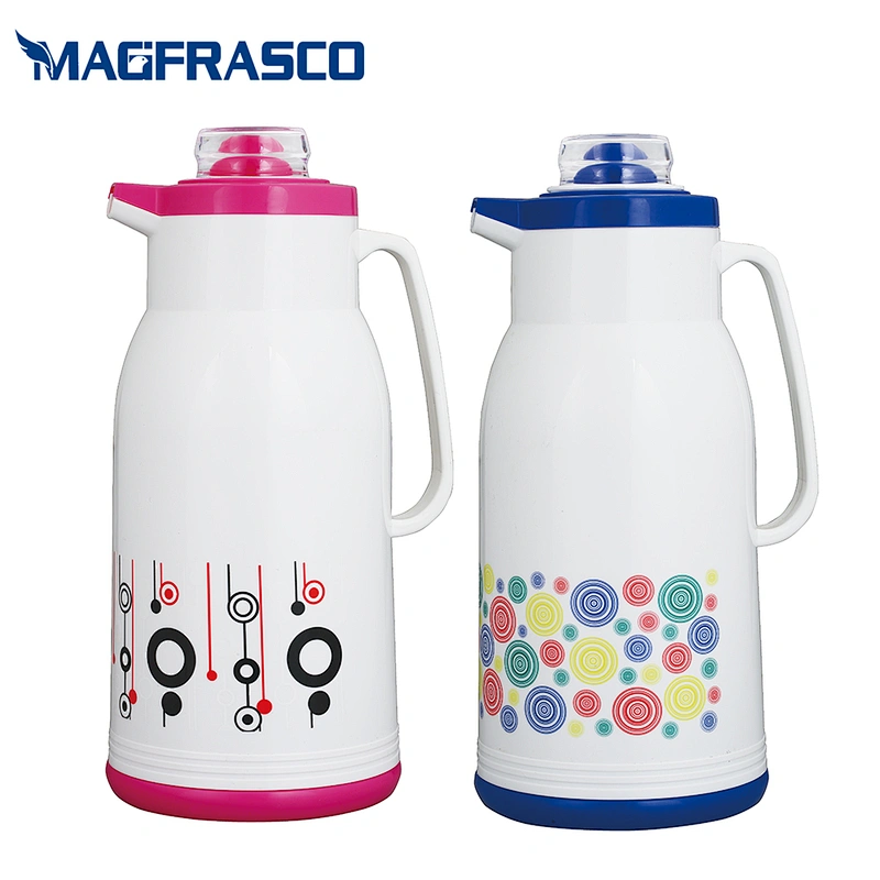 China Top Factory Day Days Walmart Pink Coffee Pot Plastic Thermos Vacuum Flasks With Glass Inner