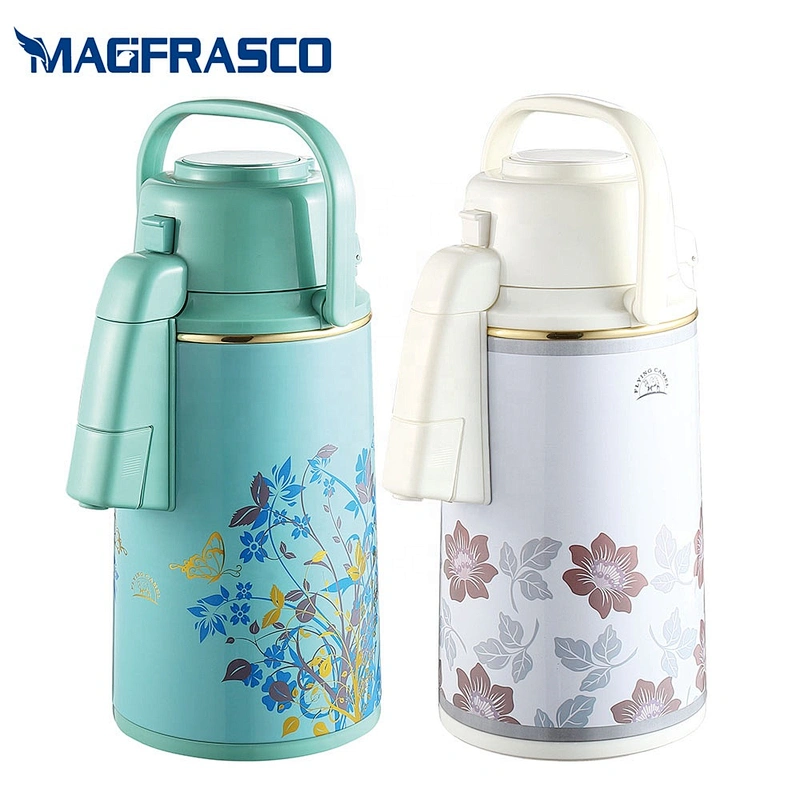 3L Home Glass Liner Refill Inside Blue Decoration Metal Pump Water Coffee Thermos AirPot Vacuum Flask