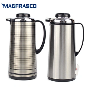 Dubai Saudi Arabic Press Button Silver Glass Refill Insulation Stainless Steel Thermos Coffee Pot