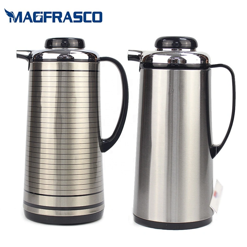 Dubai Saudi Arabic Press Button Silver Glass Refill Insulation Stainless Steel Thermos Coffee Pot