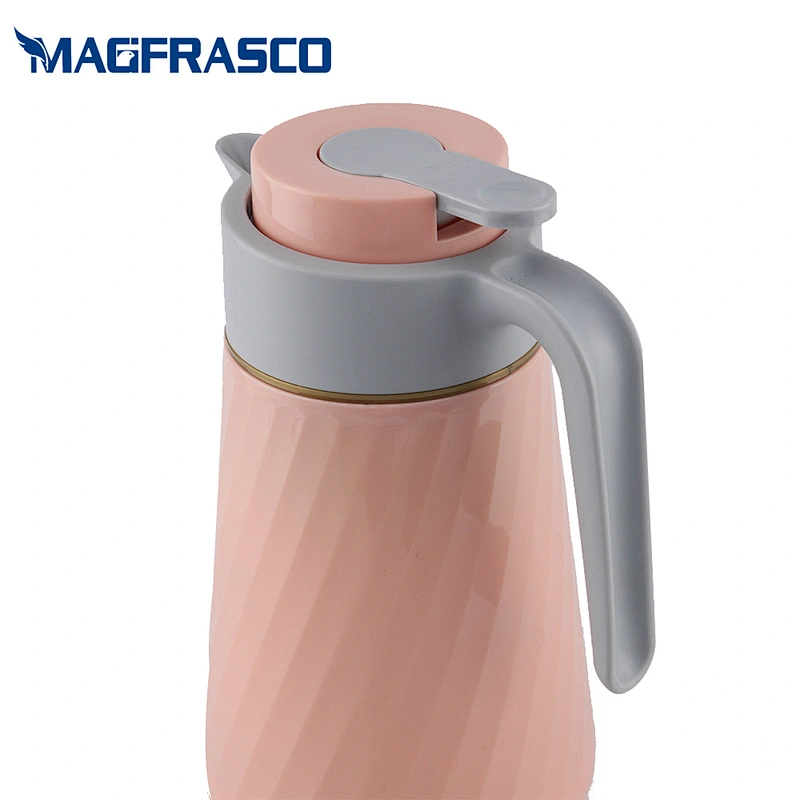 1L 1.6L China Wholesale Home Blue White Green  Coffee Thermos Plastic Vacuum Flask  with Glass Refill