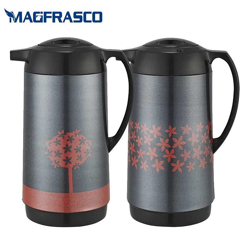 China Factory SGS 1L 1.3L 1.6L 1.9L Metal Body Tea Thermos Vacuum Dallah Coffee Pot with Glass Refill